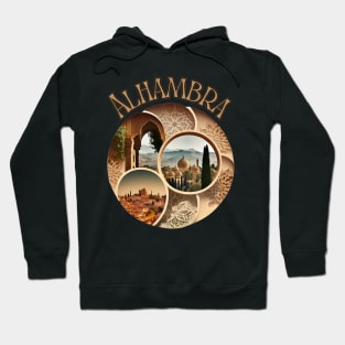 Alhambra Palace Granada Spain - Retro Travel Hoodie